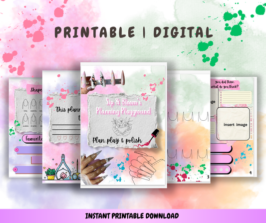 Sip & Bloom's Planning Playground | Nail Art Planner PDF