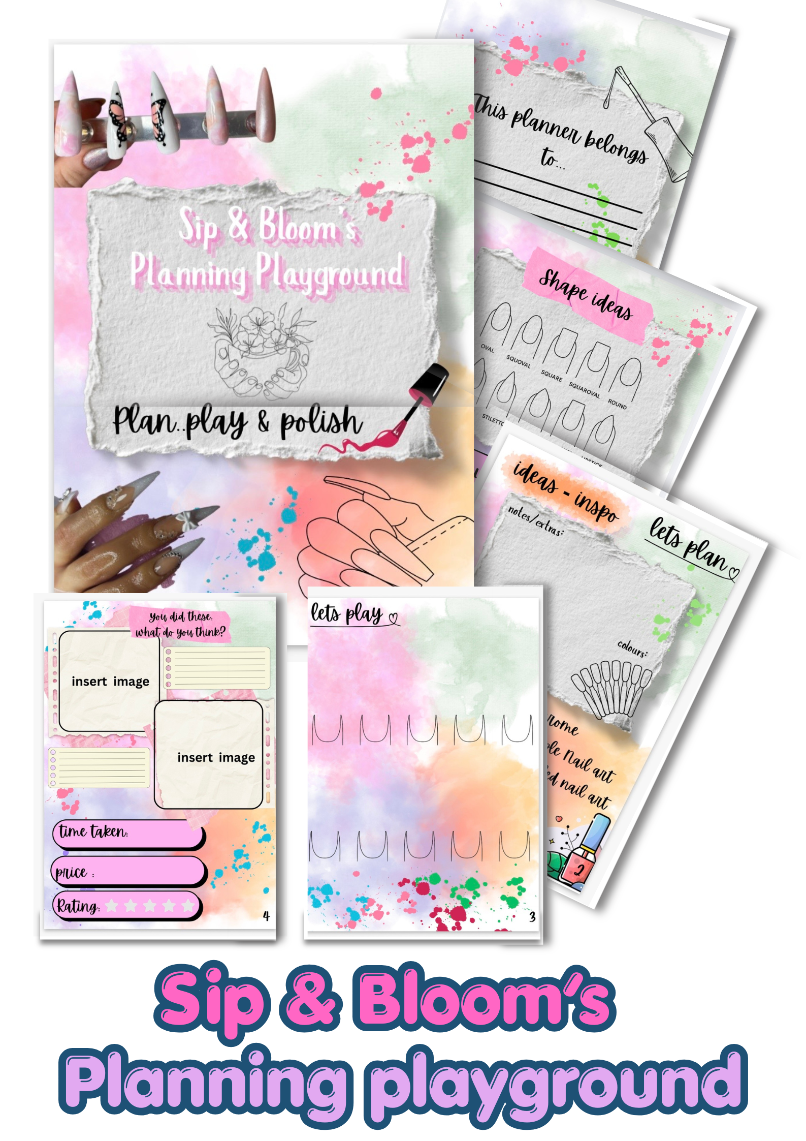 Sip & Bloom's Planning Playground | Nail Art Planner PDF